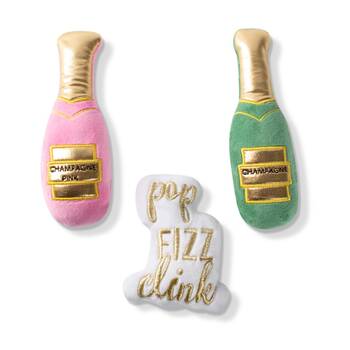 3pc Petshop By Fringe Studio Minis Champagne Plush Dog Toy Set Multicolour