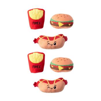 2x 3pc Petshop By Fringe Studio Fast Foods Plush Dog Toy Set Fries/Burger/Hotdog