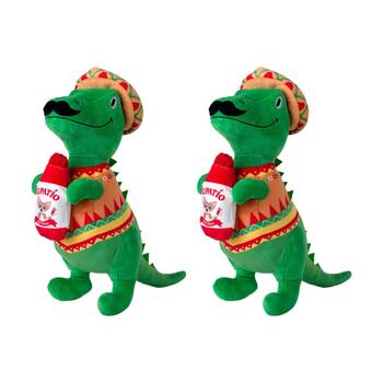 2PK Petshop By Fringe Studio Fiesta Saurus Dinosaur Plush Dog Toy Extra Large