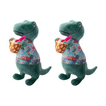 2PK Fringe Studio Dinosaur 5 O Clock Somewhere Plush Dog Toy