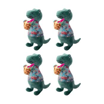 4PK Fringe Studio Dinosaur 5 O Clock Somewhere Plush Dog Toy