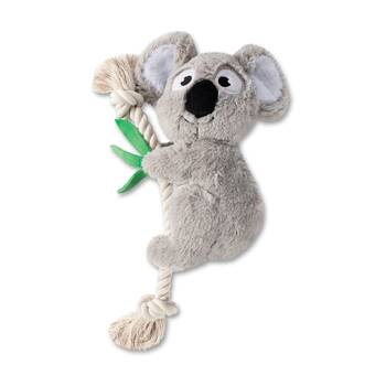 Petshop By Fringe Studio Koala on a Rope Plush Squeaker Dog Toy Grey