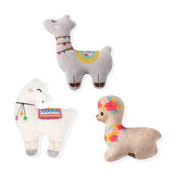 3pc Petshop By Fringe Studio Mini Llama's Love Plush Dog Toy Set Multicolour