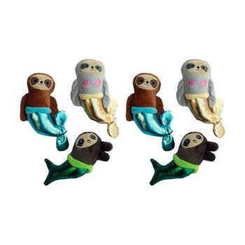 2x 3pc Fringe Studio Mersloth Mermaid Plush Small Dog Toy Set Multicolour