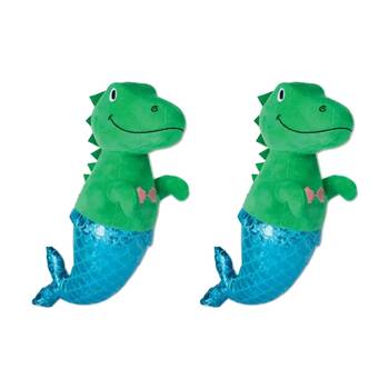 2PK Fringe Studio Mer Dinsoaur Rex Soft Plush Dog Toy Multicolour