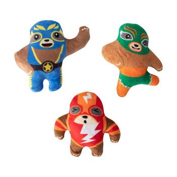 3pc Petshop By Fringe Studio Little Taste Of Glory Mexican Wrestlers Dog Toy Set