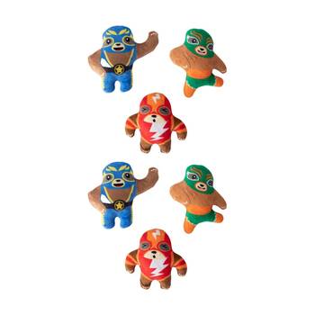 2x 3pc Petshop By Fringe Studio Little Taste Of Glory Mexican Wrestlers Dog Toy Set