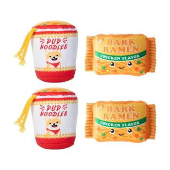 2x 2pc Petshop By Fringe Studio Nothin But Noodles Plush Dog Toys Multicolour