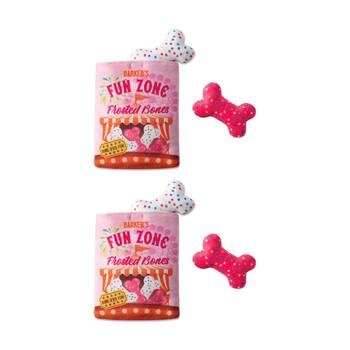 2x 3pc Petshop By Fringe Studio Plush Burrow Interactive Dog Toy Set Fun Zone Bones
