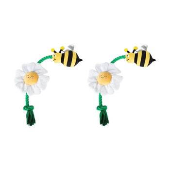 2PK Petshop By Fringe Studio I'm Pollen For You Plush & Tug Rope Dog Toy