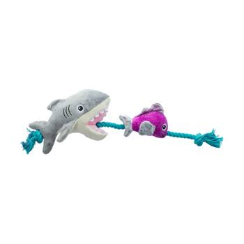 Fringe Studio Shark Bait FIsh Rope Tug Soft Plush Dog Toy Multicolour