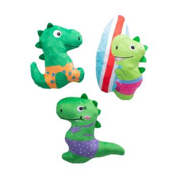 3pc Petshop By Fringe Studio Rawr-ing Summer Swimming Dinosaurs Dog Toy Set