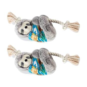 2PK Petshop By Fringe Studio Slown' Down For Summer Sloth On A Rope Dog Toy