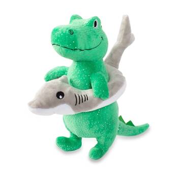 Petshop By Fringe Studio Shark Week Dinosaur Rex Soft Plush Squeaker Dog Toy