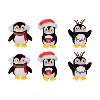 2x 3pc Fringe Studio Waddle Penguin Squad Soft Plush Small Dog Toy Set Multicolour