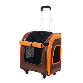 Ibiyaya New Liso Backpack Parallel Transport Pet Trolley/Carrier Orange/Brown