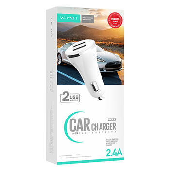 Xipin CX23 2.4A Car Charger w/ 2 USB Ports - White