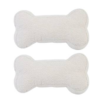 2PK Lilly & Dash Pet Dog Interactive Squeaker Bone Toy 200x150x150mm Milk