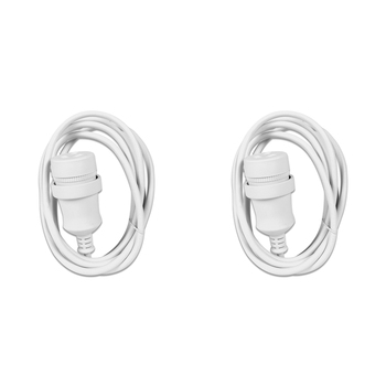 2PK Crest 2m Piggy Back Plug Socket Extension Lead Cable - White