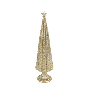 Colours Of Christmas 34cm Xmas Tree Resin Standing w/ Star - Champagne