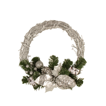 Colours Of Christmas 30cm Silver Foil Mini Xmas Wreath