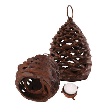 Esschert Design Cast Iron Pinecone Lantern Indoor Outdoor Decor Small Brown