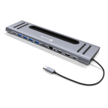 XtremeMac 12-Port Type-C Docking Hub Station - Silver