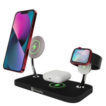 XtremeMac X-MAG PRO: 3-in-1 Wireless Charger - Black