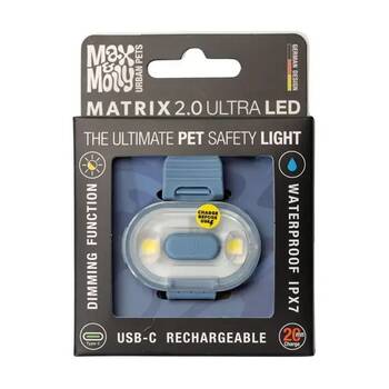 Max & Molly Matrix 2.0 Ultra LED USB-C Rechargeable Pet Safety Light Ocean