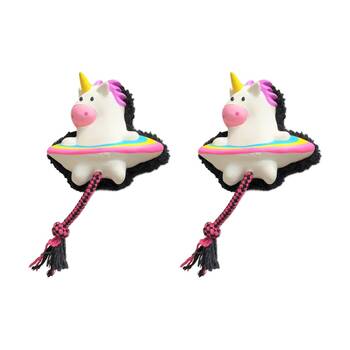 2PK Max & Molly Squeaker Snuggles Dog Chewing Toy w/ Cotton Rope Magic Mikey