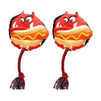 2PK Max & Molly Squeaker Snuggles Dog Chewing Toy w/ Cotton Rope Paco el Diablo