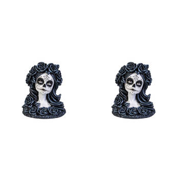 2PK Dead & Beautiful Tealight Holder Gothic Incense Backflow Effect Black Rose 