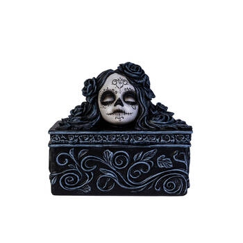 Dead & Beautiful Trinket Box Black Roses Large Gothic Day of the White and
