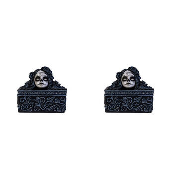 2PK Dead & Beautiful Trinket Box Black Roses Large Gothic Day of the White and