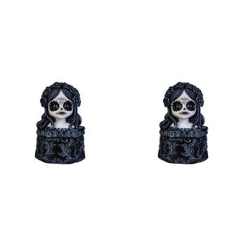 2PK Dead & Beautiful Trinket Box Black Roses Gothic Day of the White and Storage