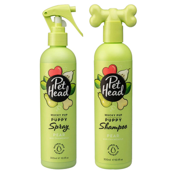 Pet Head 300ml Mucky Pet Puppy Dog Spray & 300ml Shampoo Pear