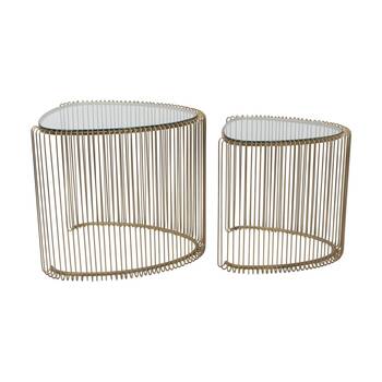 2pc NF Living Line Up Nested Side Table Metal & Mirror Glass Finish - Gold