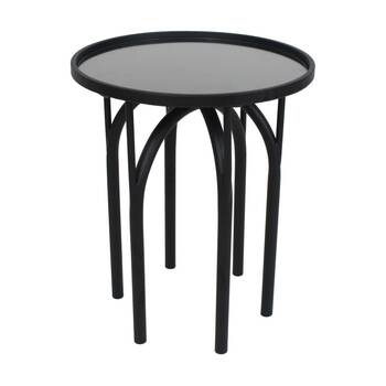 NF Living Leg Day Side Table 45x55cm Metal & Mirror Glass Finish - Black