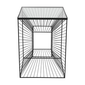 NF Living Grid Life Side Table 40x55cm Metal & Mirror Glass Finish - Black