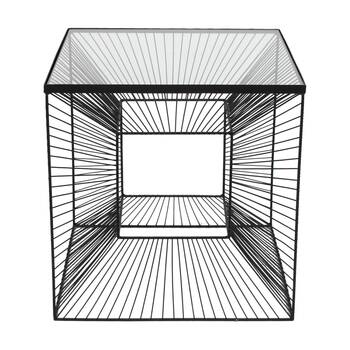 NF Living Cube-icle Side Table 45x45cm Metal & Mirror Glass Finish - Black