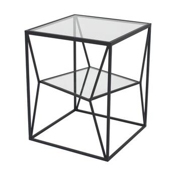 NF Living Cube Crisis SideTable 40x50cm Metal & Mirror Glass Finish - Black