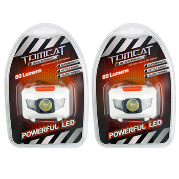 2PK Tomcat 1W Led Head Lamp Inc. AAA Batteries