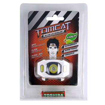 Tomcat 3W Led/2W Cob Head Light Inc. AAA Batteries