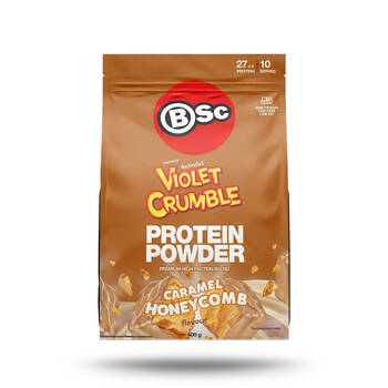 BSc x Violet Crumble Protein Powder Post Workout 400g Caramel Honeycomb