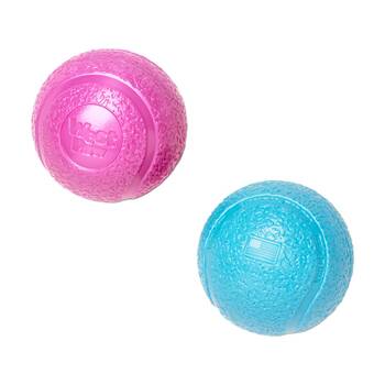 2pc West Paw Boundr Pet Dog Ball Throwing Chew Toy Small Hot Pink/Aqua