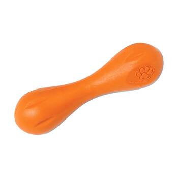 West Paw Hurley Bone Pet Dog Fetch Throwing Chew Toy Small Tangerine