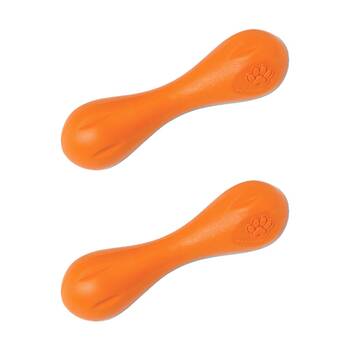 2PK West Paw Hurley Bone Pet Dog Fetch Throwing Chew Toy Small Tangerine