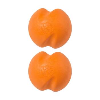 2PK West Paw Jive Pet Dog Ball Throwing Soft Chew Toy Extra Small Tangerine