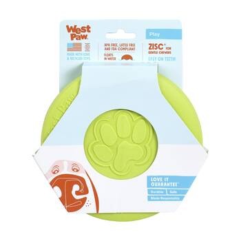 West Paw Zisc Flying Disc Pet Dog Fetch Throwing Soft Toy Green