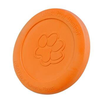 West Paw Zisc Pet Dog Flying Disc Fetch Throwing Toy Small Tangerine